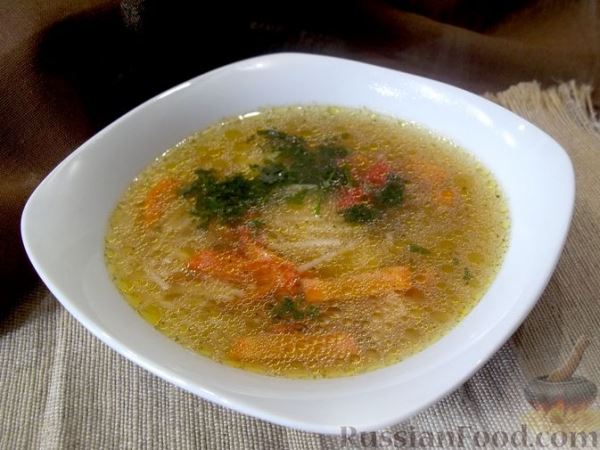 Куриный суп с квасом и вермишелью