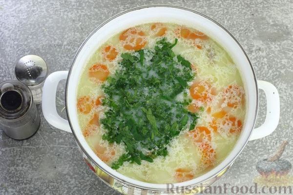 Куриный суп с кукурузной крупой и сливками
